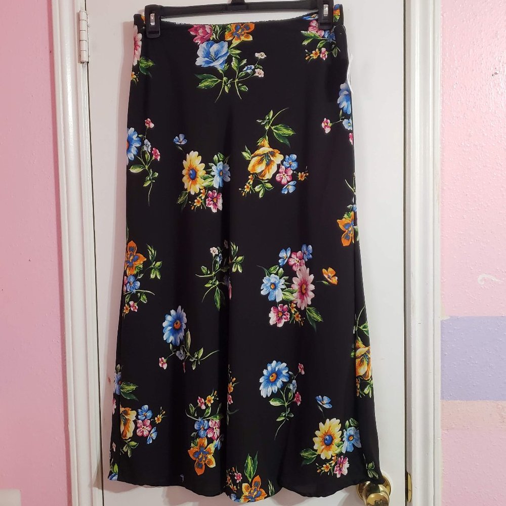 Black long floral skirt